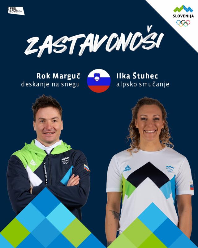 Rok Marguč in Ilka Štuhec na čelu slovenske olimpijske reprezentance